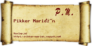 Pikker Marián névjegykártya